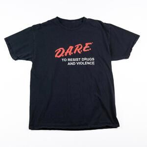 Vintage D.A.R.E. To Resist Drugs And Violence Graphic T Shirt Black Adult Large